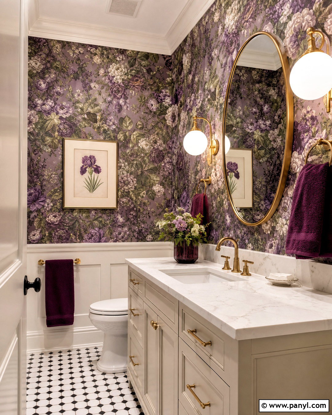 Purple Floral Wallpaper Bathroom - 20 purple bathroom ideas