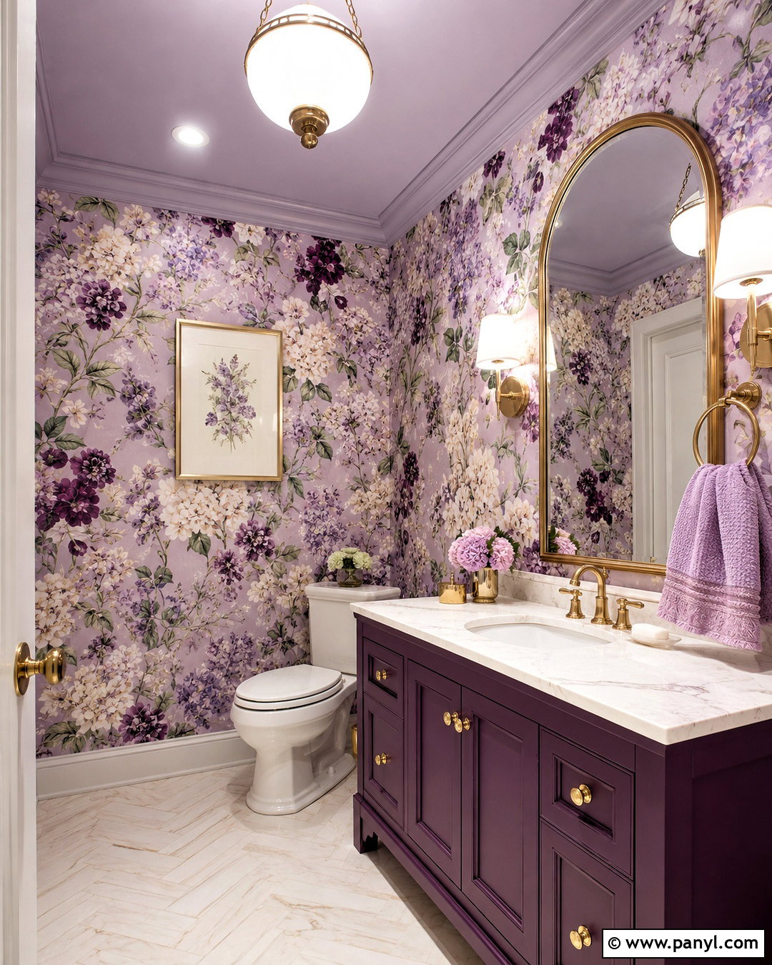 Purple Floral Wallpaper Bathroom - 20 purple bathroom aesthetic ideas