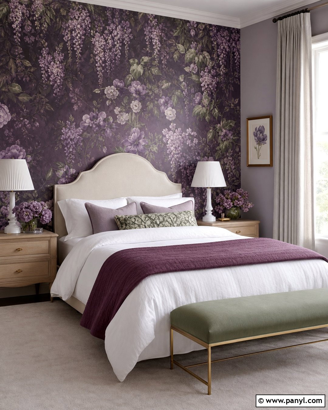 Purple Floral Wallpaper Bedroom - 25 Purple Room Wall Ideas
