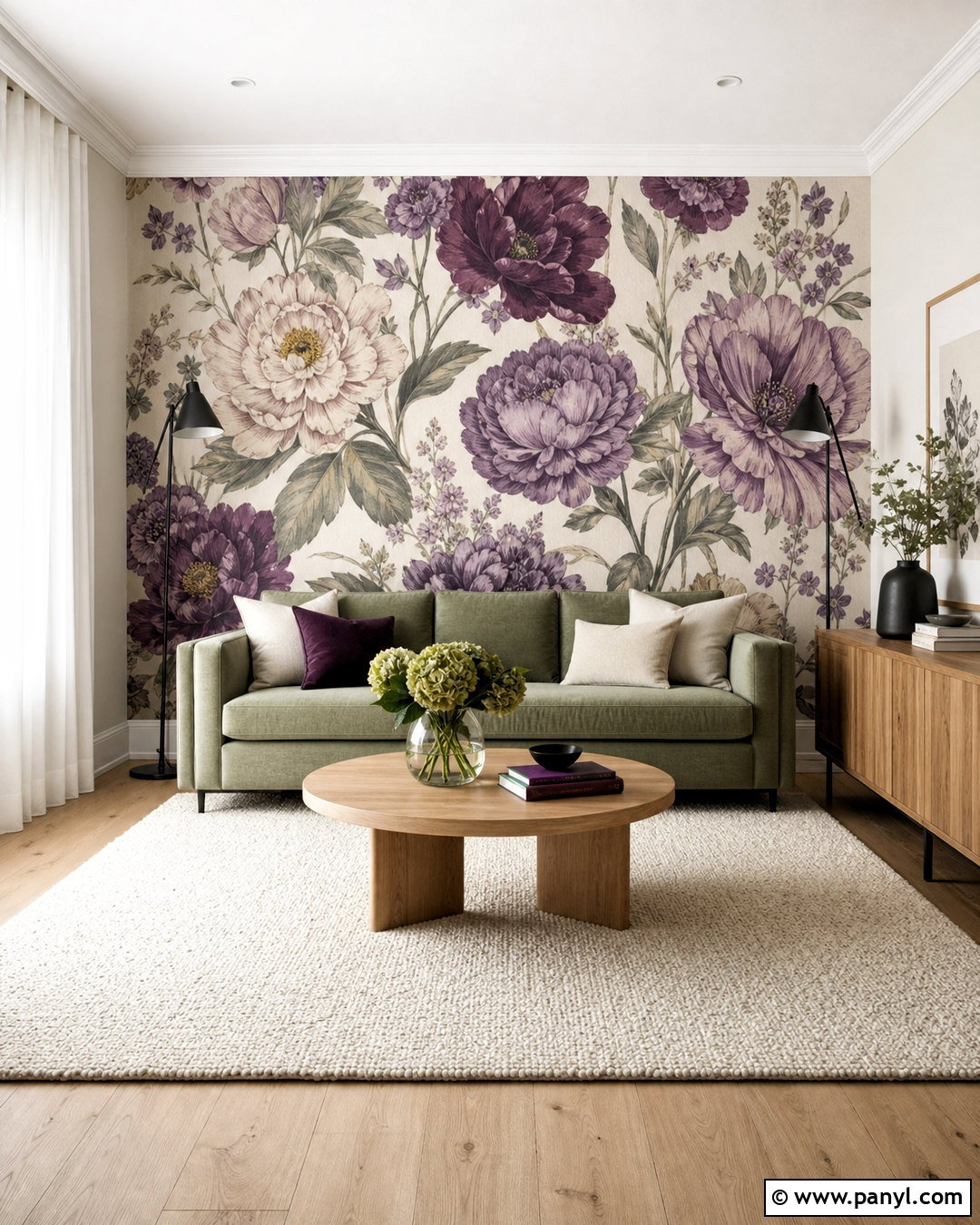 Purple Floral Wallpaper Living Room - 20 purple wall design ideas
