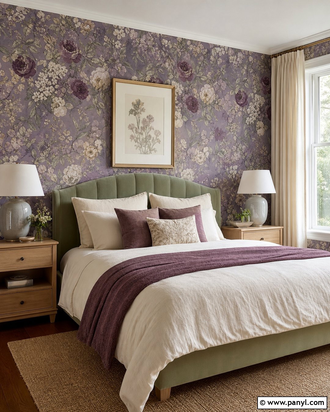 Purple Floral Wallpaper Wall - 45 Purple Wall Ideas