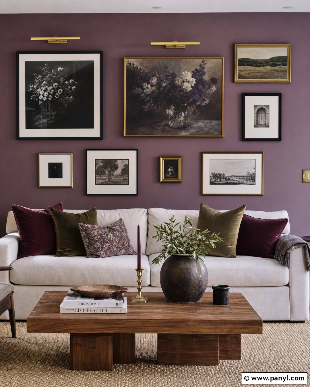 Purple Gallery Wall - 45 Purple Wall Ideas
