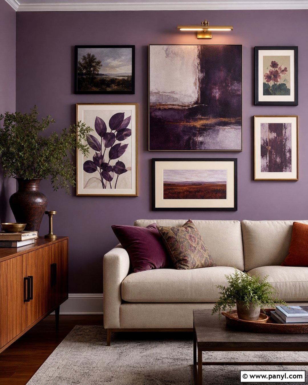 Purple Gallery Wall - 25 Purple Room Wall Ideas