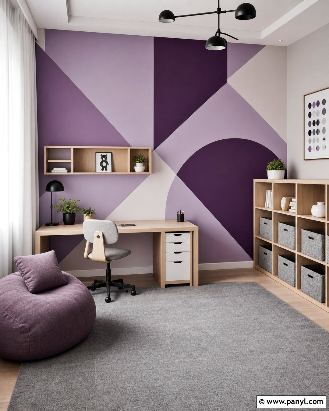 Purple Geometric Accent Wall - 20 How To Style A Purple Accent Wall Ideas