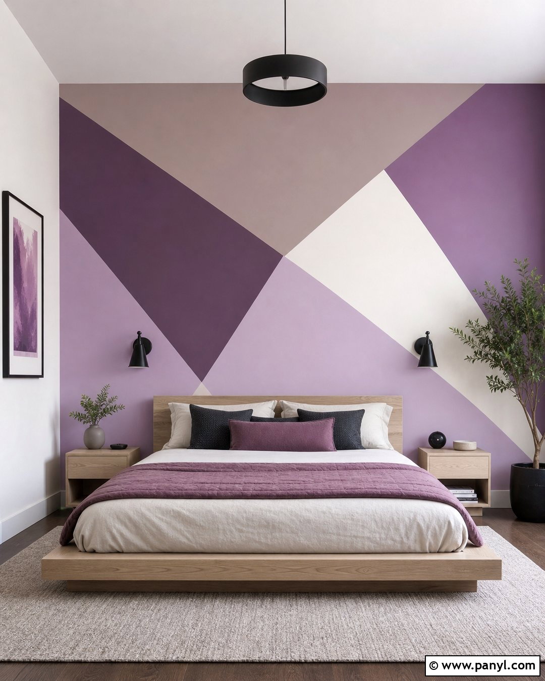 Purple Geometric Wall Mural - 45 Purple Wall Ideas