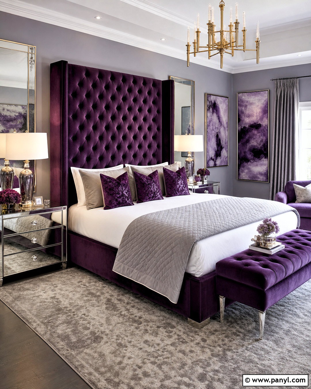 Purple Glam Bedroom - 20 purple room design ideas