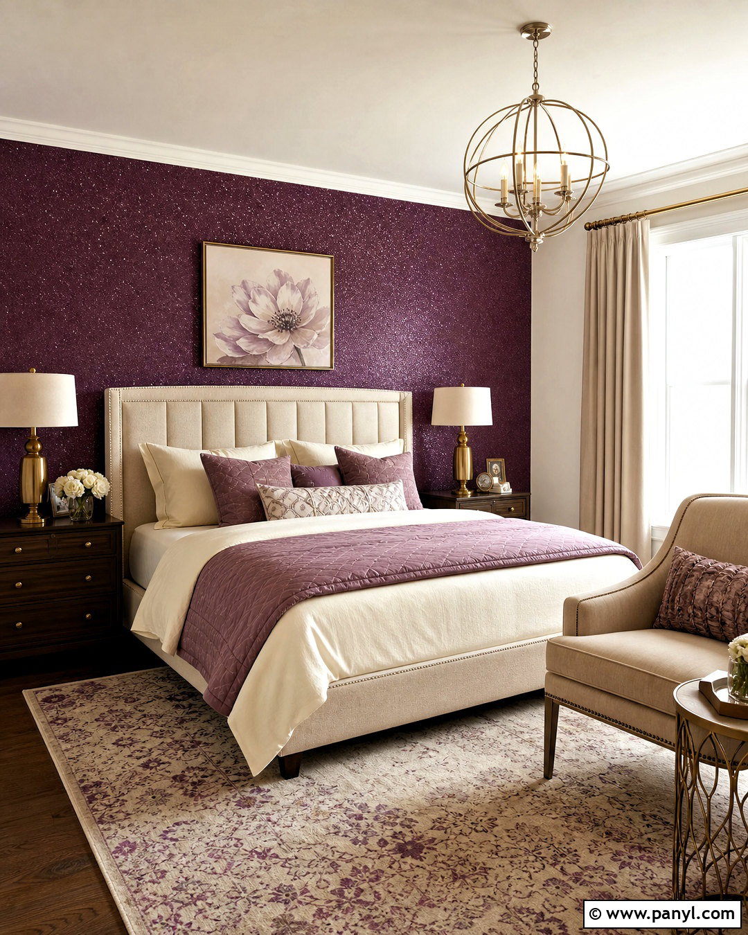 Purple Glitter Accent Wall Bedroom - 20 glitter accent wall ideas