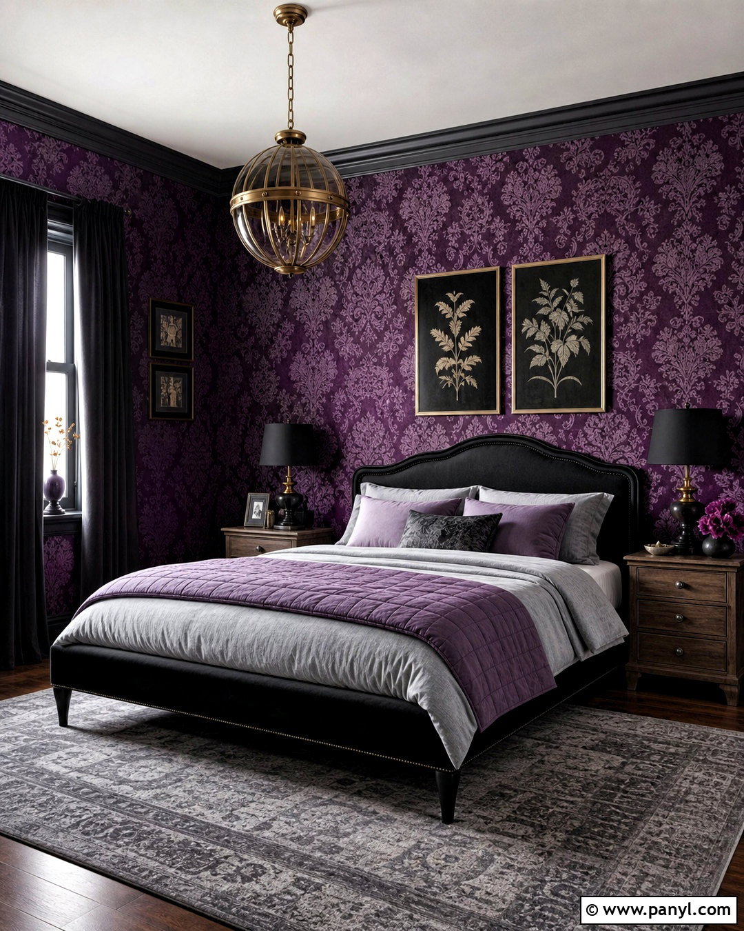 Purple Gothic Damask Wallpaper Bedroom - 20 gothic damask pattern wallpaper ideas