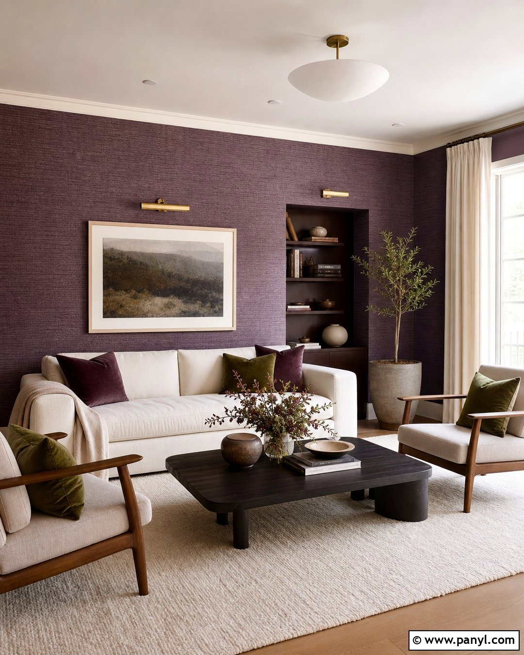 Purple Grasscloth Wall - 45 Purple Wall Ideas