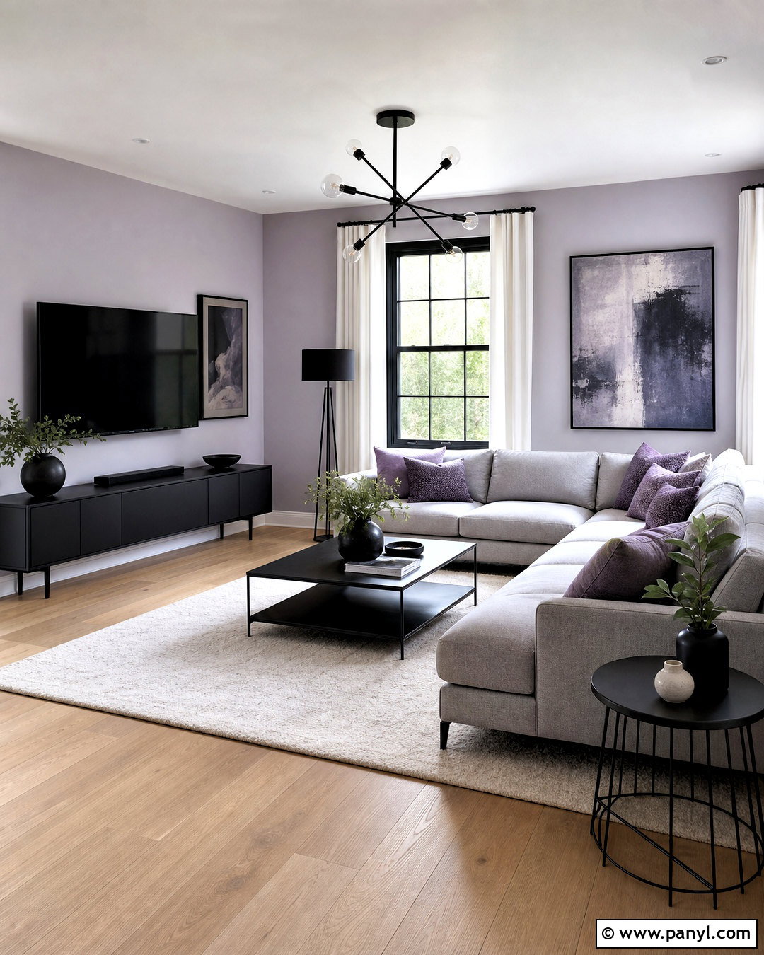 Purple Gray With Black Accents - 20 purple gray wall paint ideas