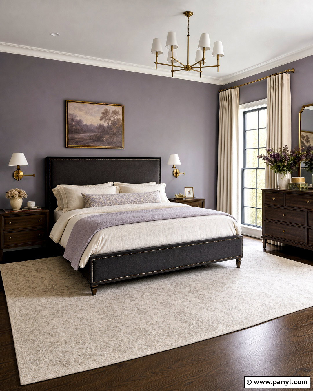 Purple Gray With Brass Accents - 20 purple gray wall paint ideas