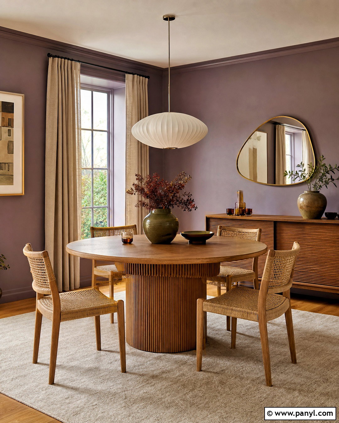 Purple Gray With Warm Wood - 20 purple gray wall paint ideas
