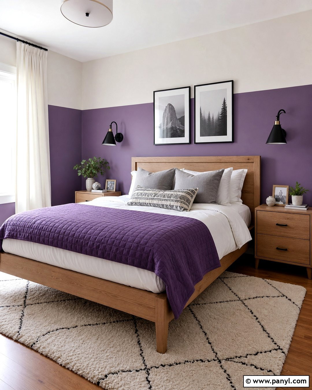 Purple Half Wall Bedroom - 35 Purple Wall Room Ideas