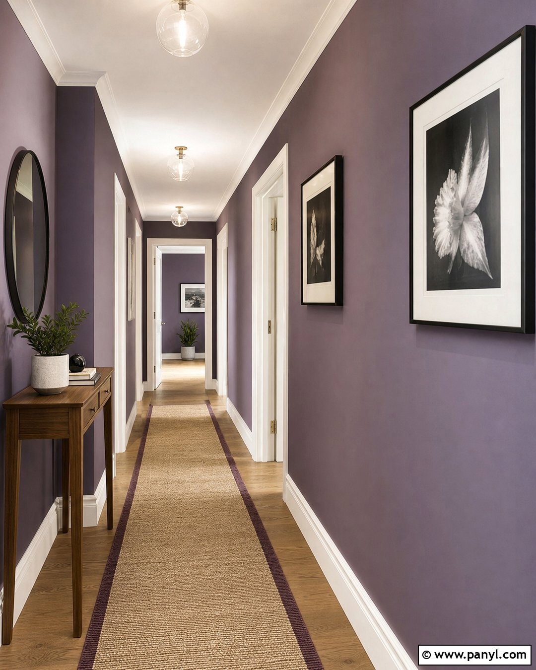 Purple Hallway Wall - 45 Purple Wall Ideas