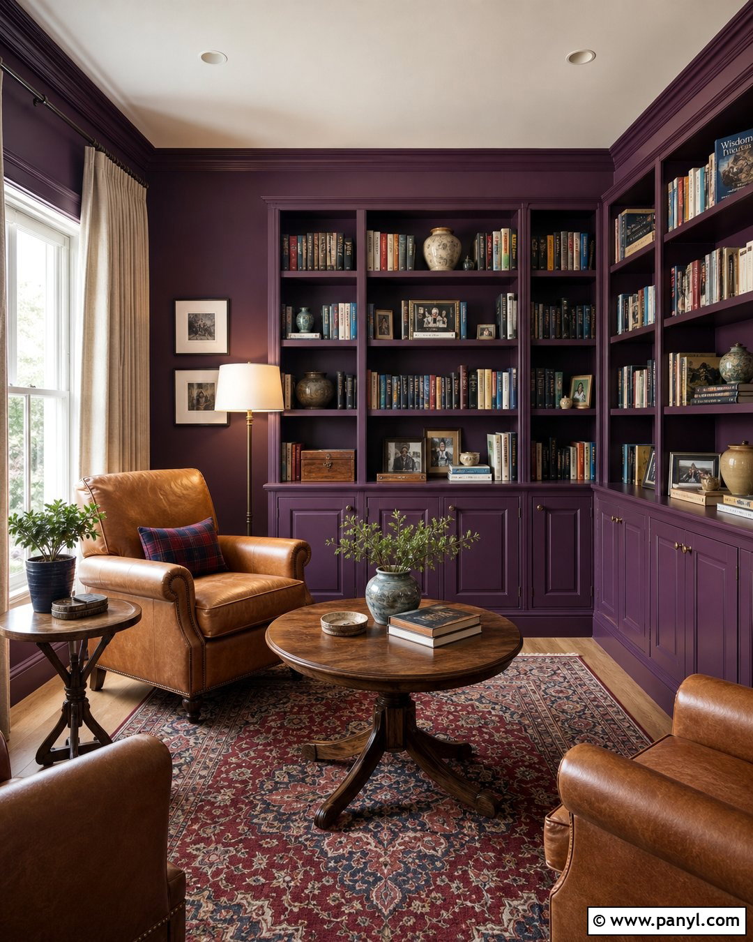 Purple Home Library Walls - 35 Purple Wall Color Ideas
