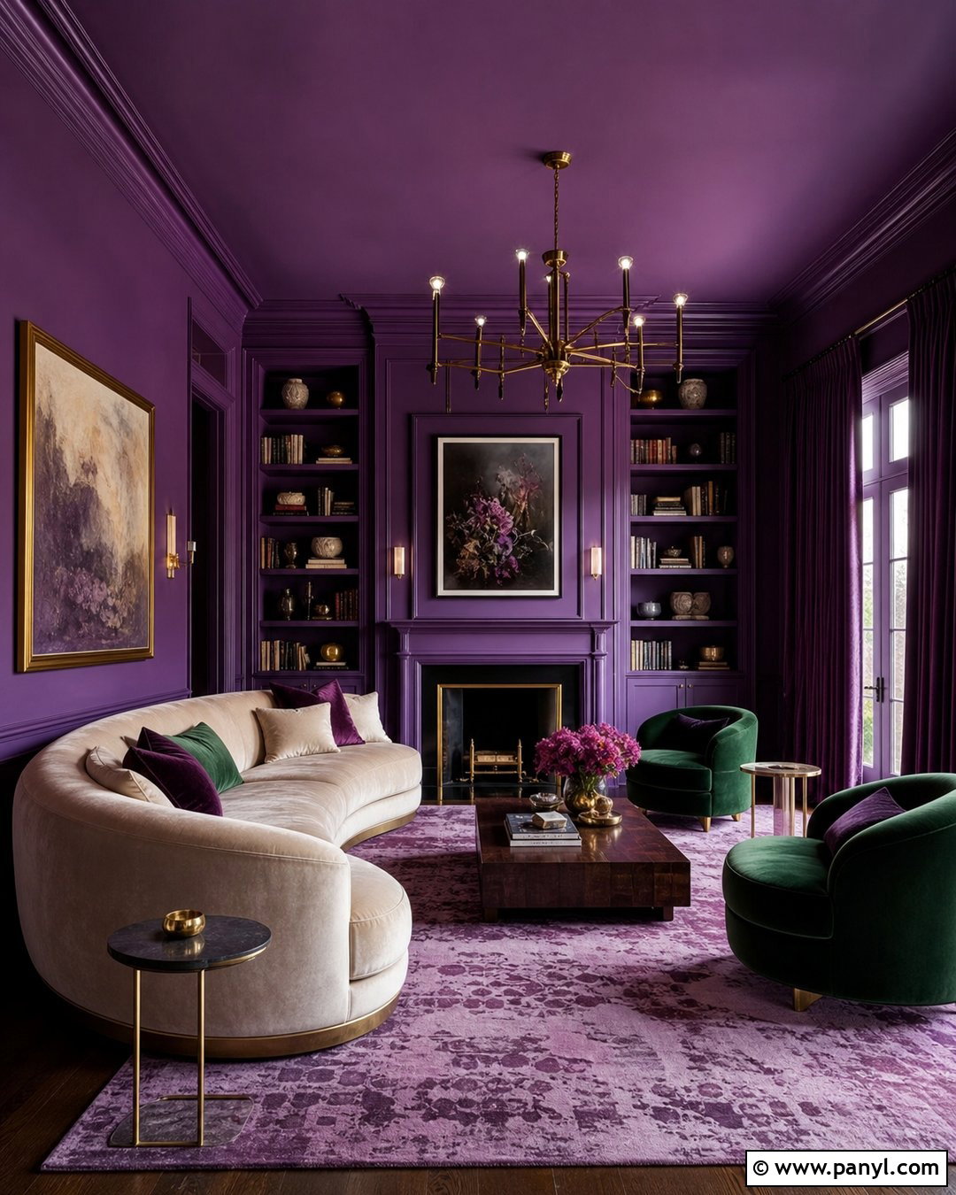 Purple Jewel Box Living Room Wall - 45 Purple Wall Ideas