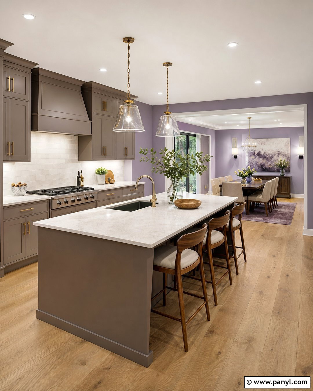 Purple Kitchen Walls In An Open Kitchen - 35 purple kitchen walls
