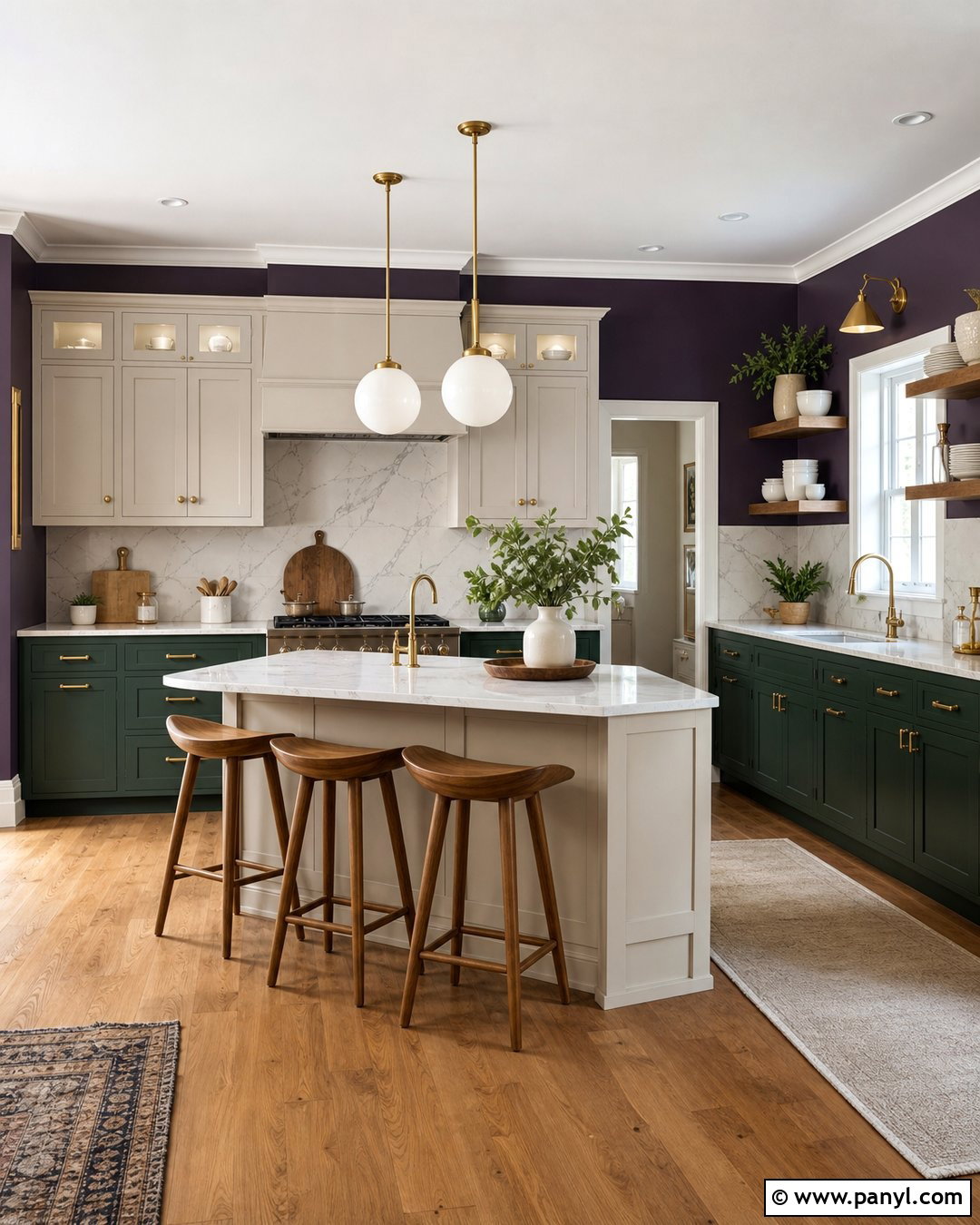 Purple Kitchen Walls With Dark Green Cabinets - 35 purple kitchen walls