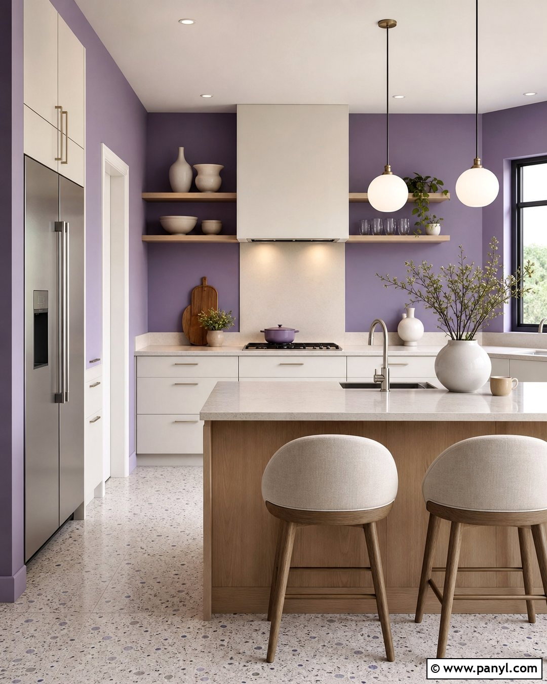 Purple Kitchen Walls With Terrazzo Flooring - 35 purple kitchen walls
