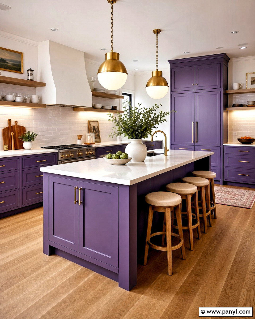 Purple Kitchen With Open Shelves - 20 purple kitchen ideas