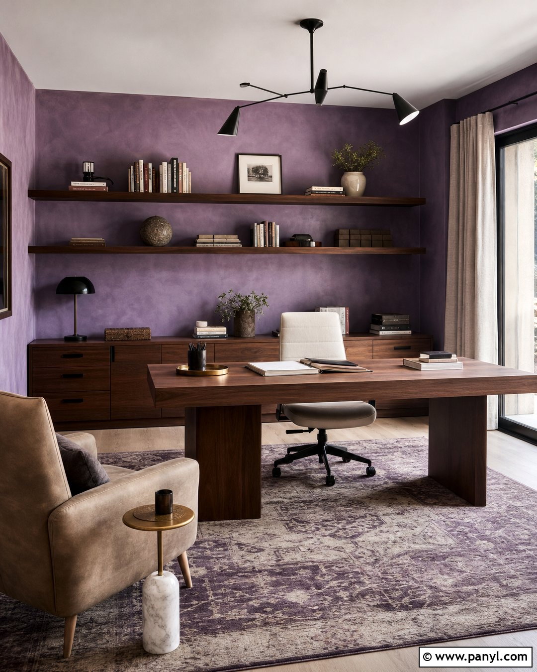 Purple Limewash Home Office - 30 Purple Limewash Walls