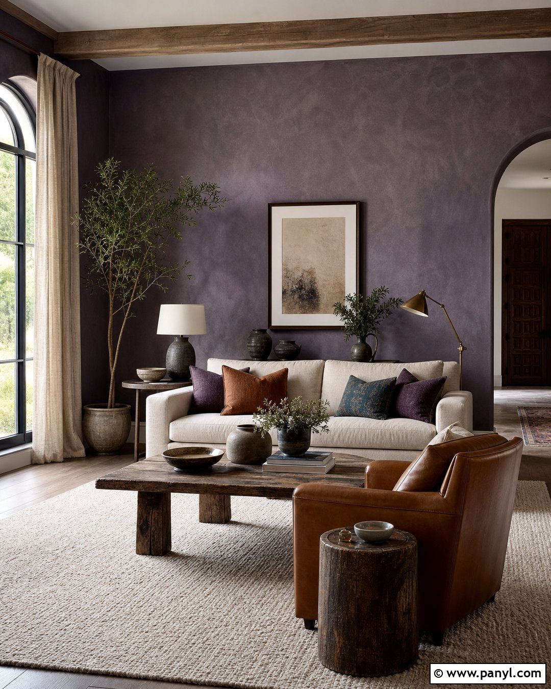 Purple Limewash Living Room Wall - 25 Purple Room Wall Ideas