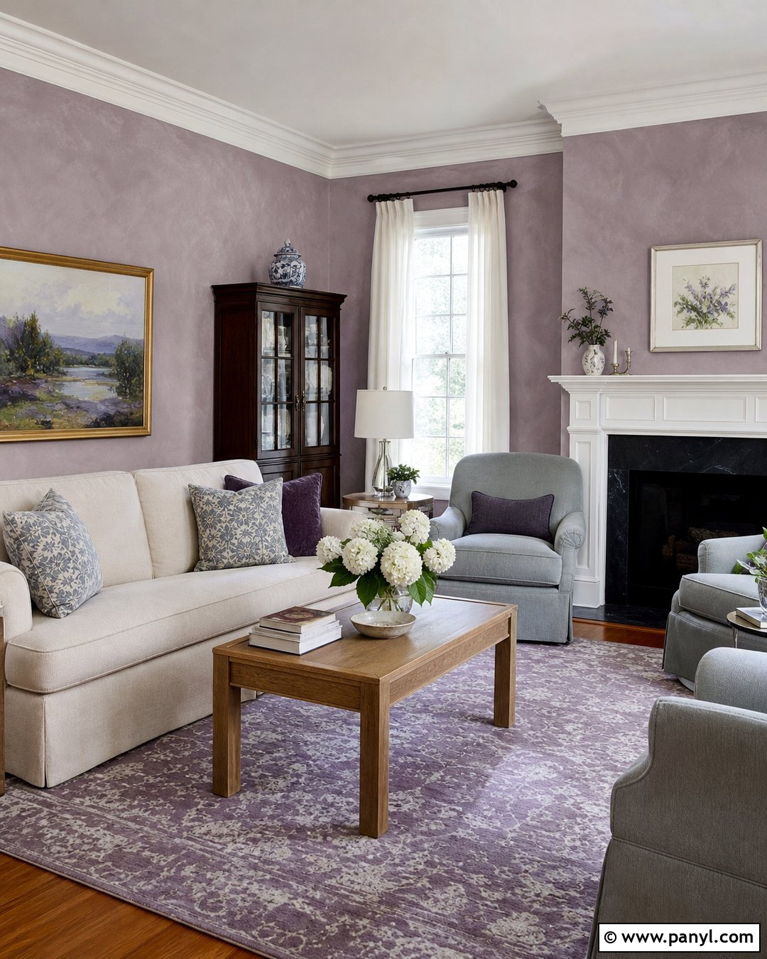 Purple Limewash Wall With White Trim - 30 Purple Limewash Walls