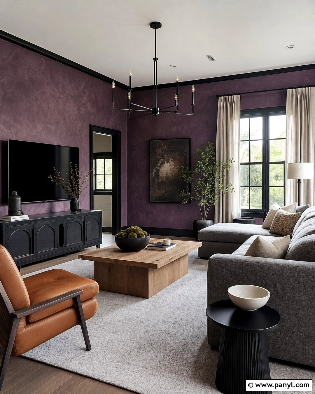 Purple Limewash Walls With Black Accents - 30 Purple Limewash Walls