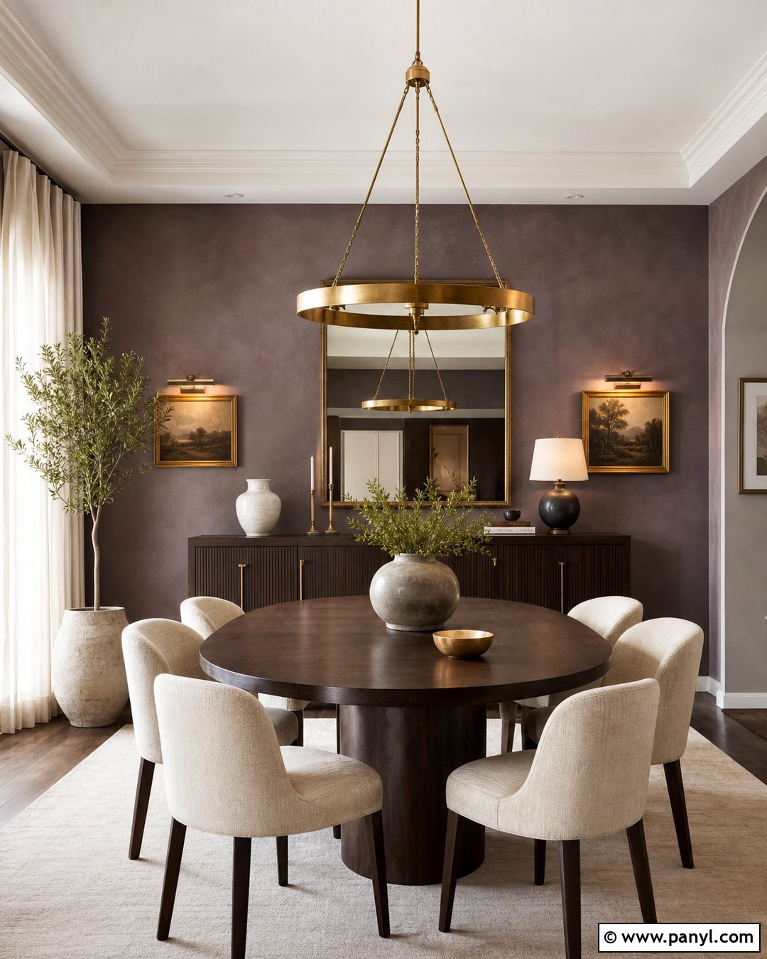Purple Limewash Walls With Brass Decor - 30 Purple Limewash Walls