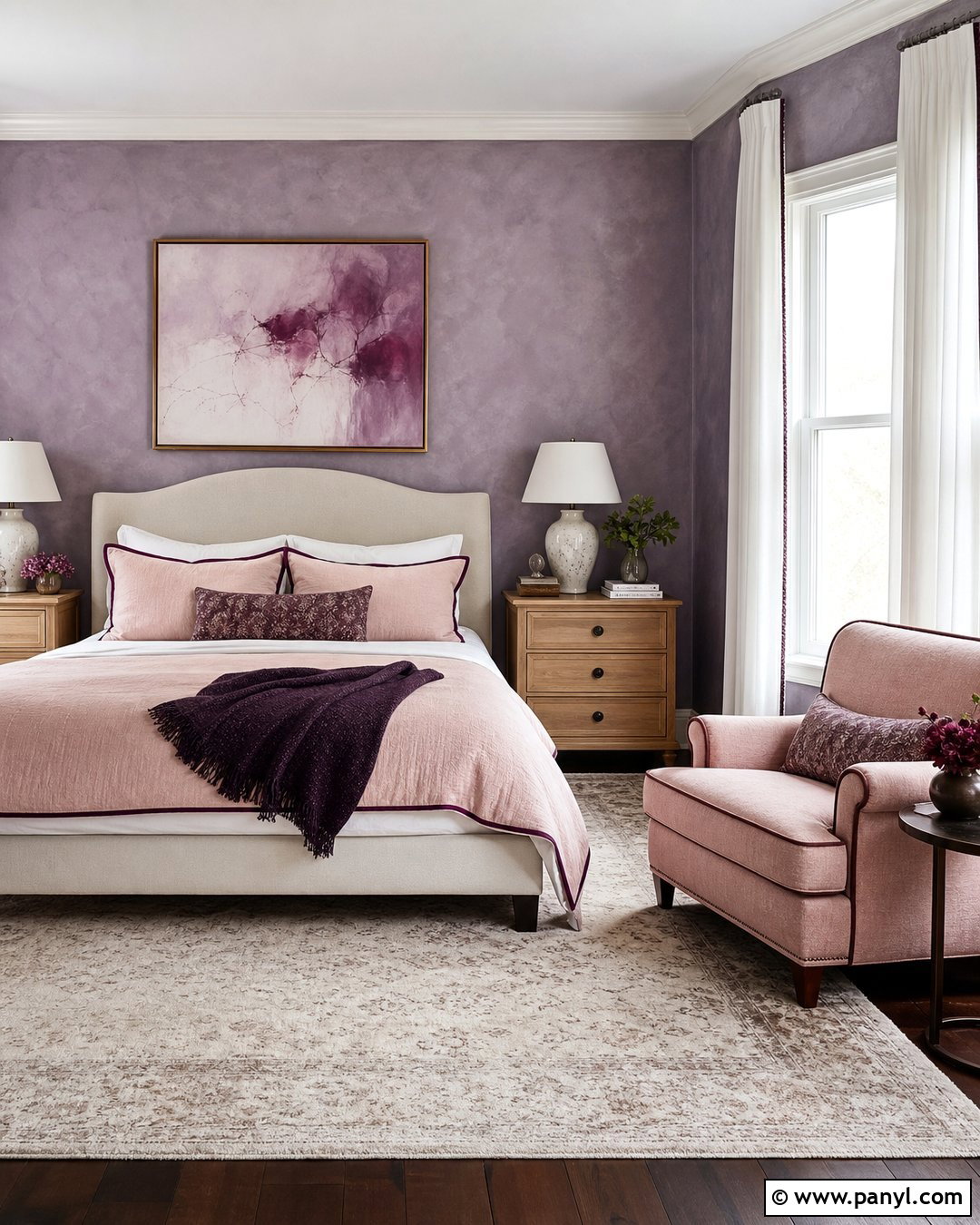 Purple Limewash Walls With Pink Decor - 30 Purple Limewash Walls