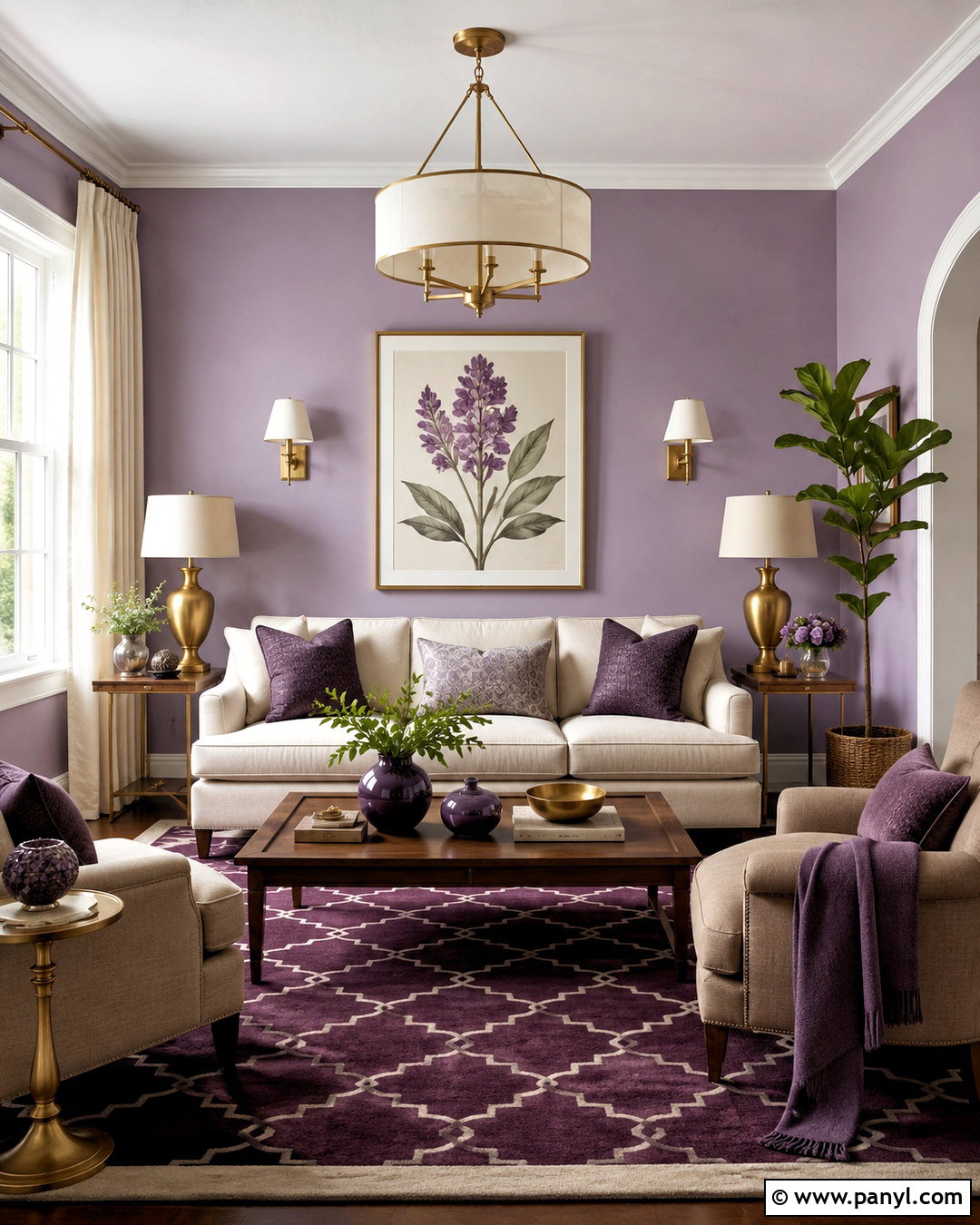 Purple Living Room With Cream Furniture - 20 purple themed room ideas