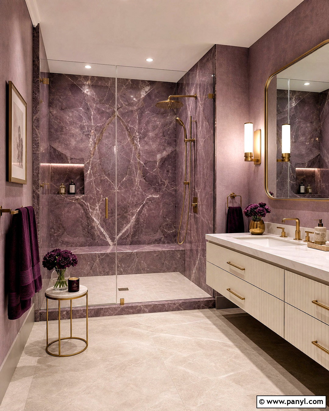 Purple Marble Bathroom - 20 purple bathroom aesthetic ideas