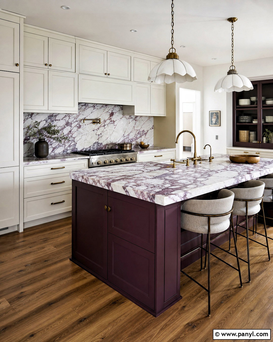 Purple Marble Kitchen - 20 purple kitchen designs