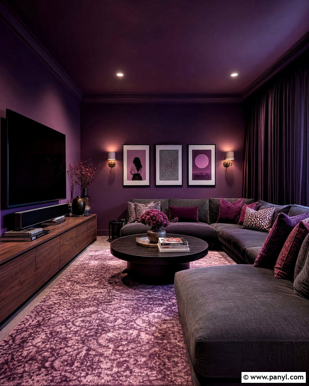 Purple Media Room - 20 purple room inspo ideas