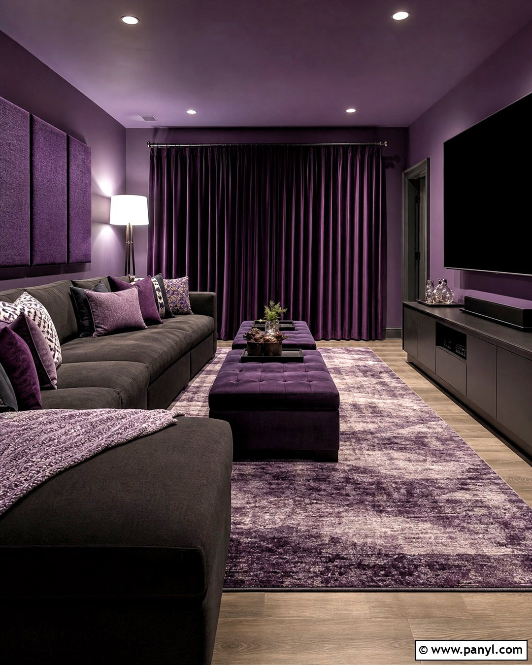 Purple Media Room - 20 purple room design ideas