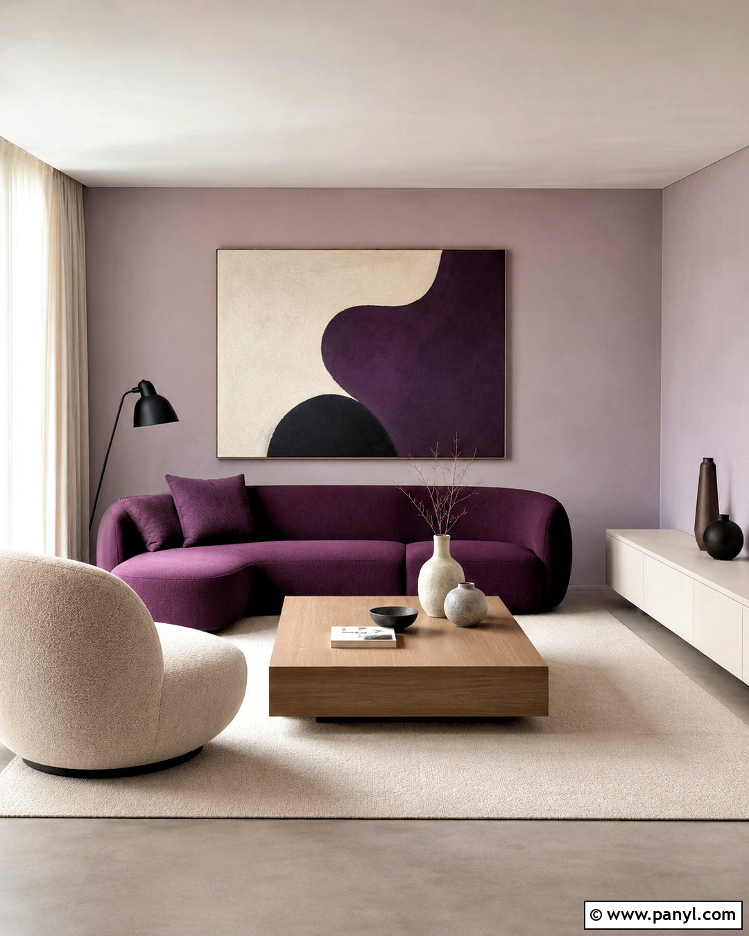 Purple Minimalist Living Room - 20 purple interior design living room ideas