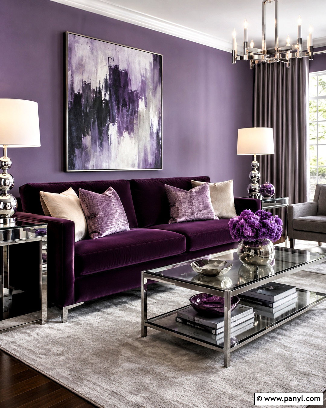 Purple Modern Glam Room With Silver Accents - 20 purple themed room ideas
