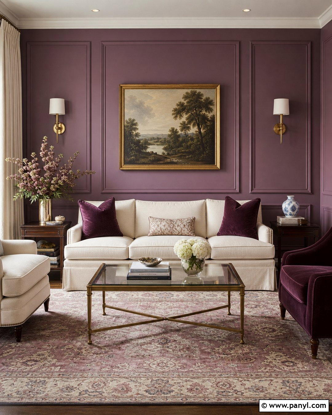 Purple Molding Accent Wall Living Room - 30 Purple Accent Wall Living Room Ideas