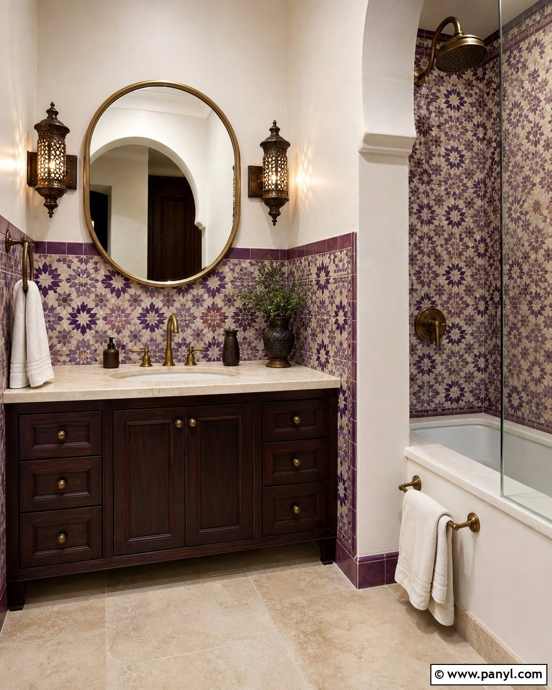 Purple Moroccan Bathroom Tile - 20 Purple Patterned Bathroom Wall Ideas