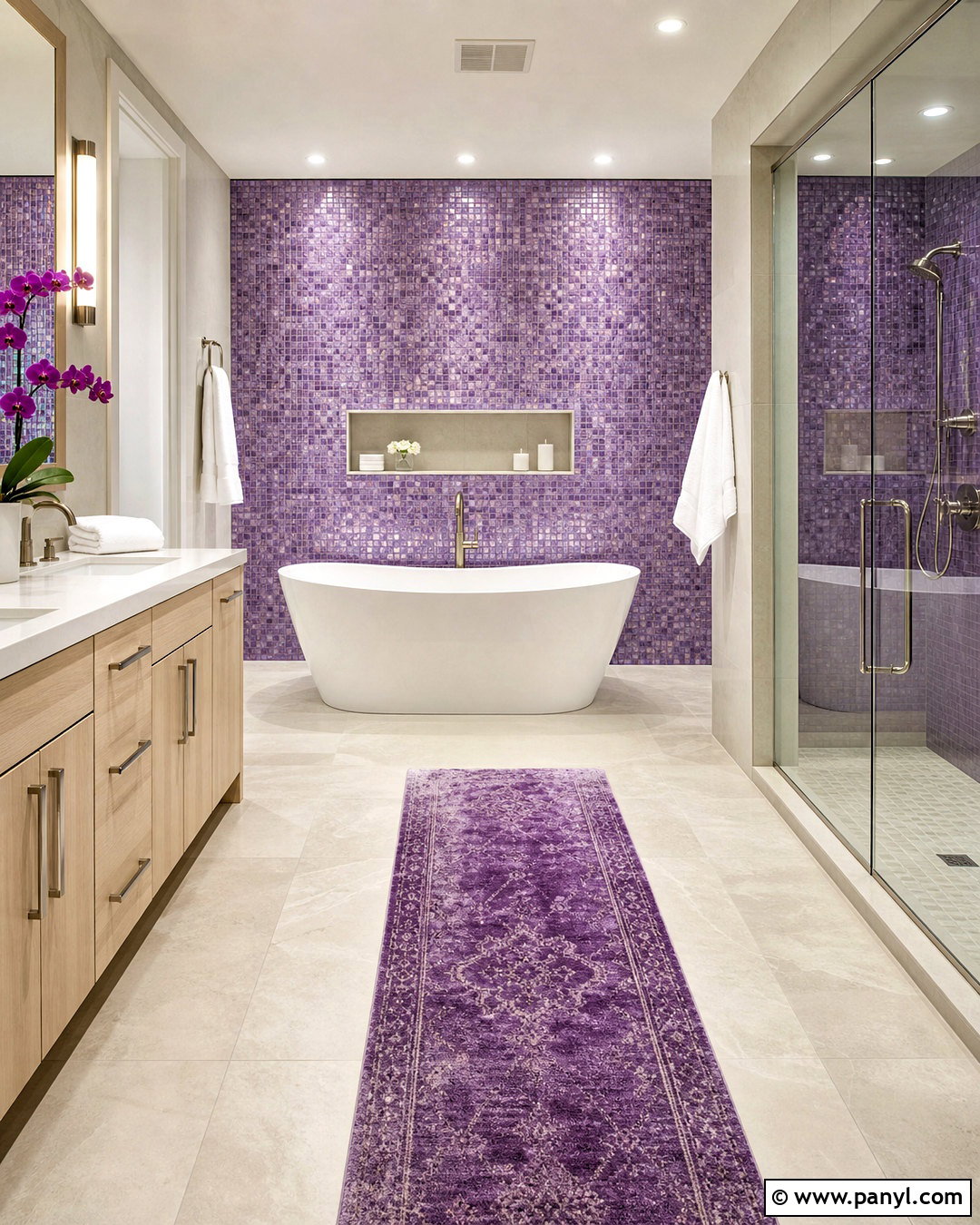 Purple Mosaic Tile Bathroom - 20 purple bathroom ideas
