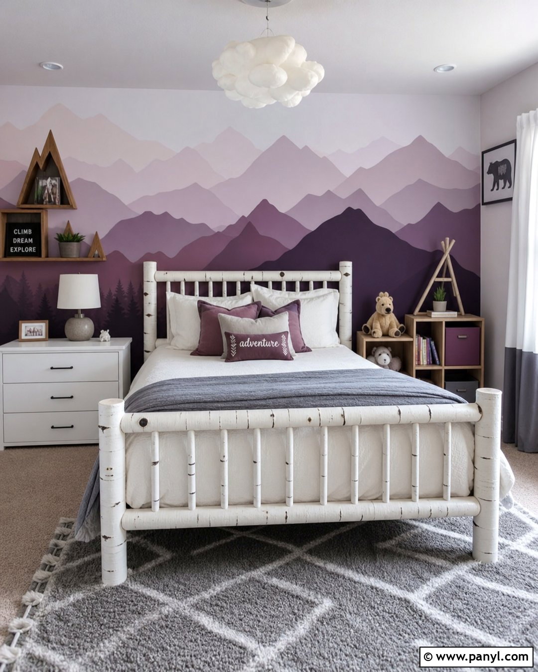 Purple Mountain Accent Wall - 25 Girls Room Paint Ideas Accent Walls