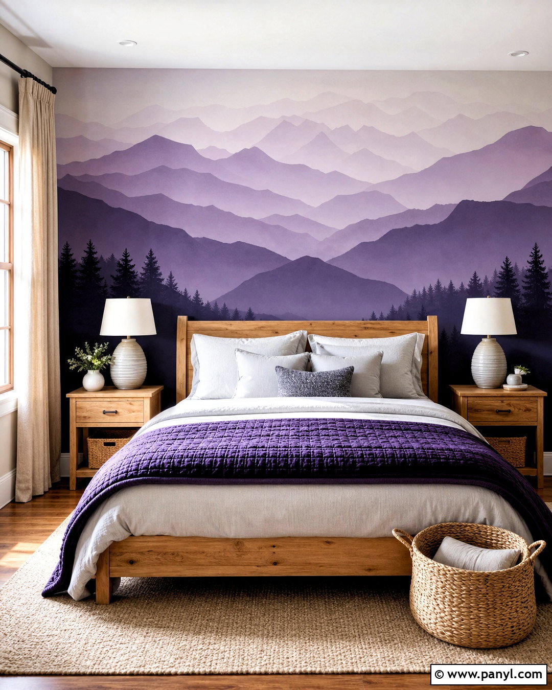 Purple Mountain Mural Bedroom - 20 purple wall painting ideas bedroom ideas