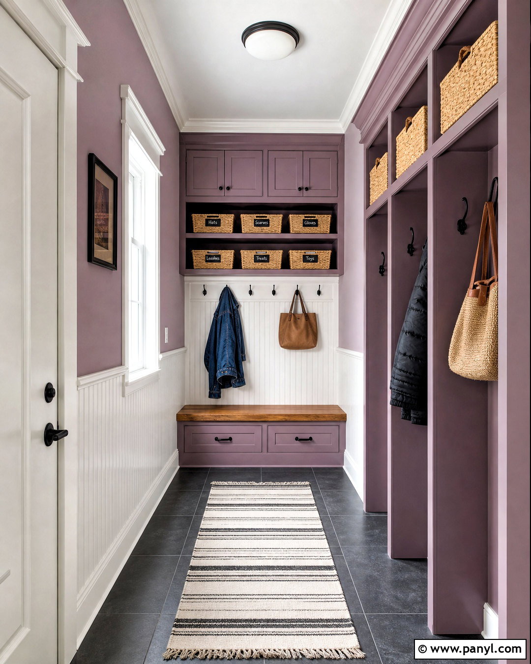 Purple Mudroom With White Trim - 20 purple wall with white trim ideas