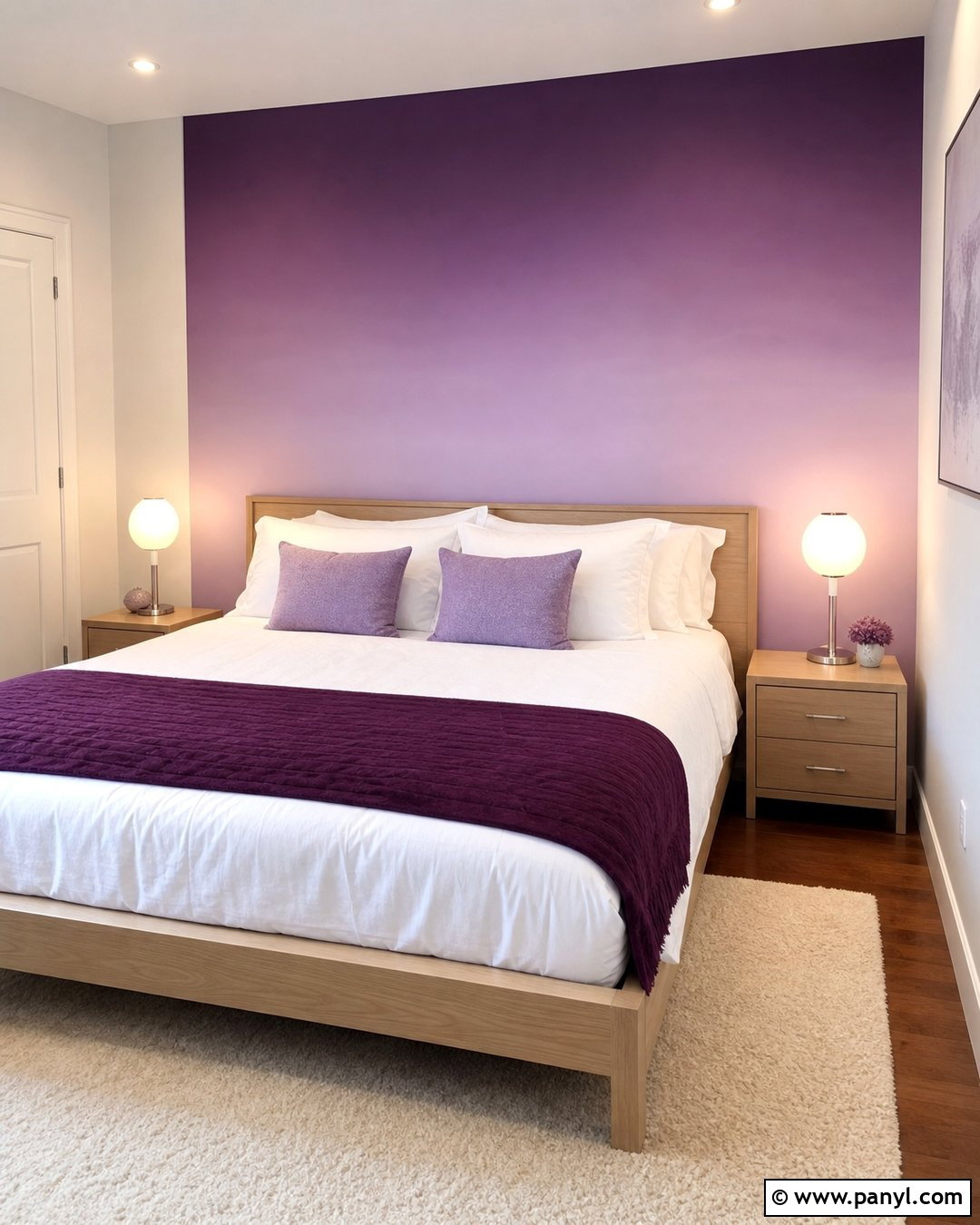 Purple Ombre Bedroom Wall - 25 Purple Room Wall Ideas