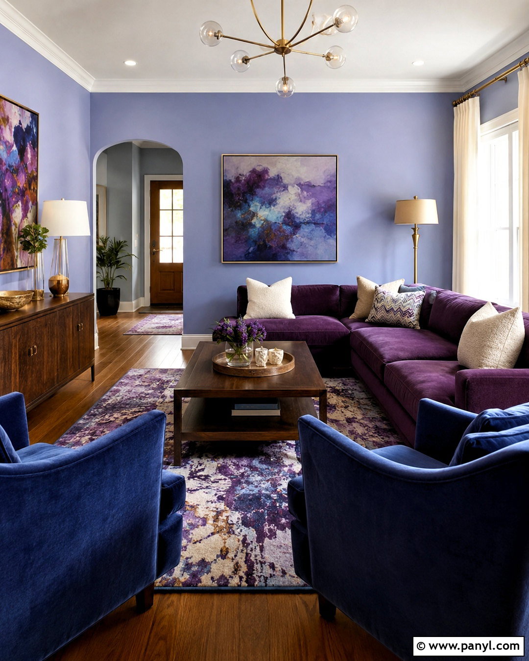 Purple Open Concept Living Room - 20 purple interior design living room ideas