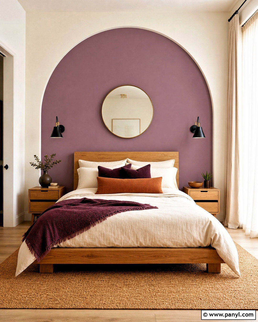 Purple Painted Arch Behind Bed - 20 purple wall painting ideas bedroom ideas