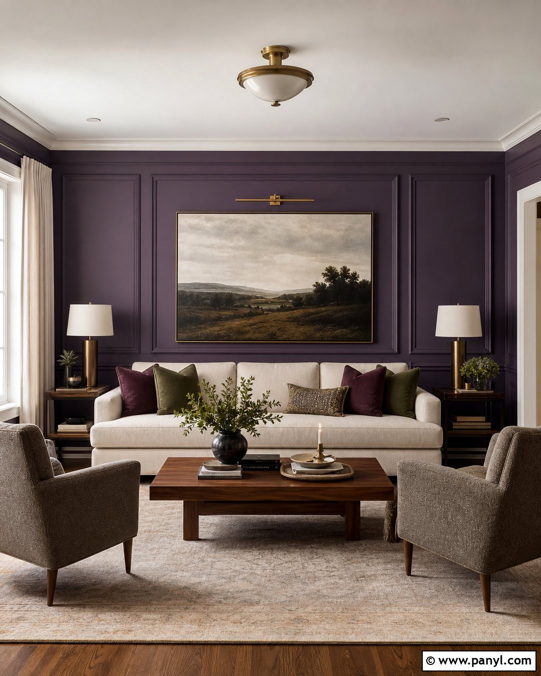 Purple Paneled Accent Wall - 20 Elegant Purple Wall Color Ideas