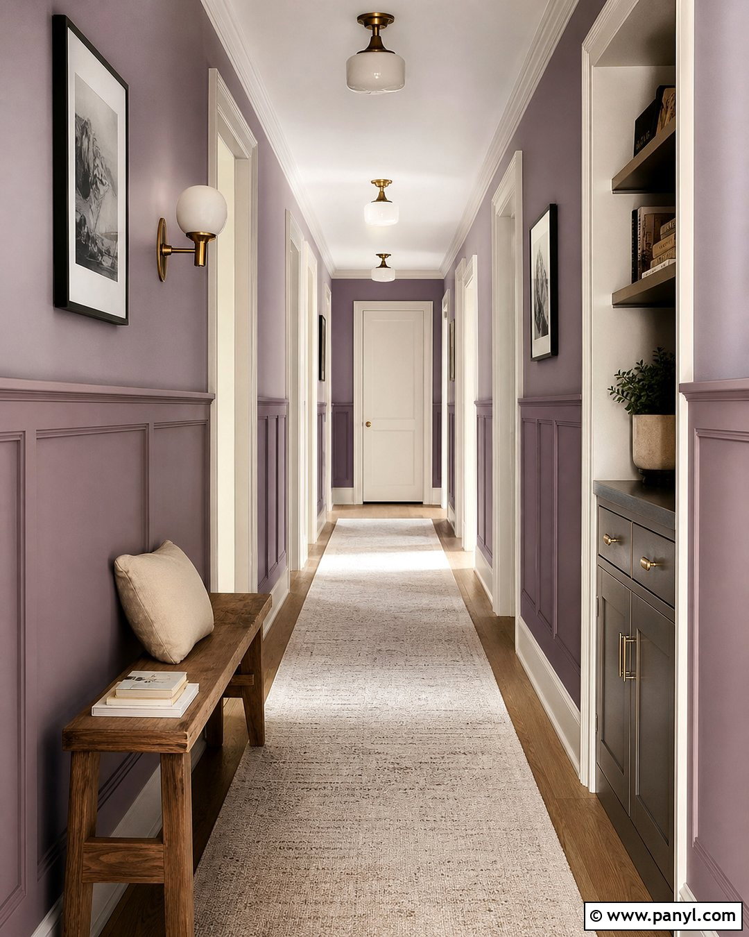 Purple Paneled Hallway - 20 Modern Purple Wall Color Ideas