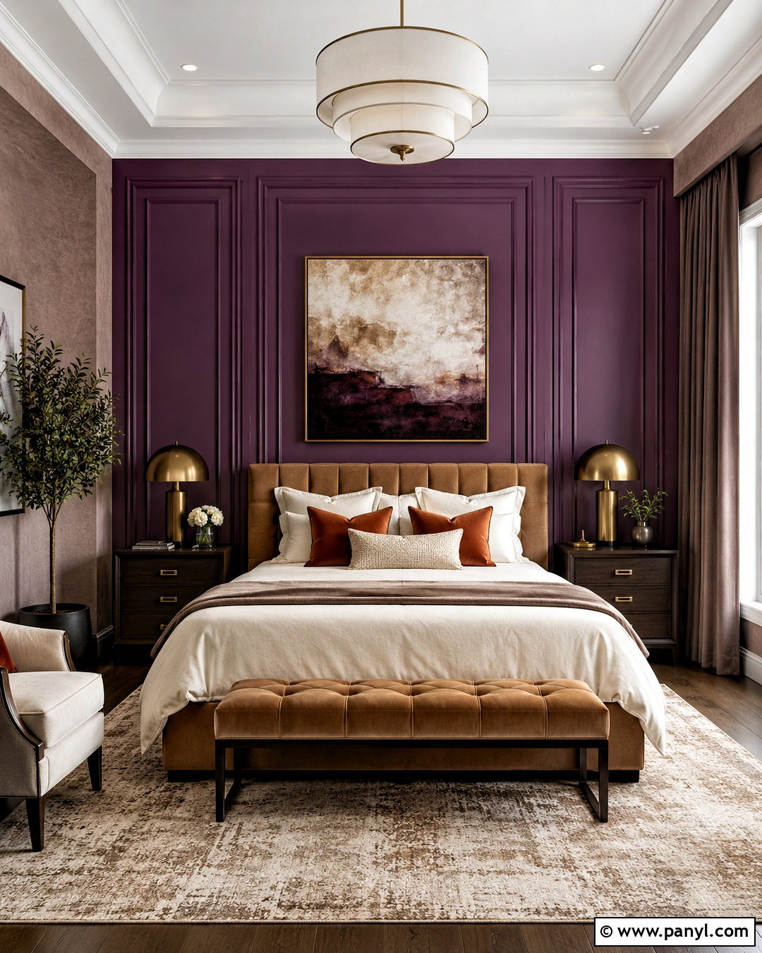 Purple Paneled Wall Bedroom - 20 moody purple bedroom ideas