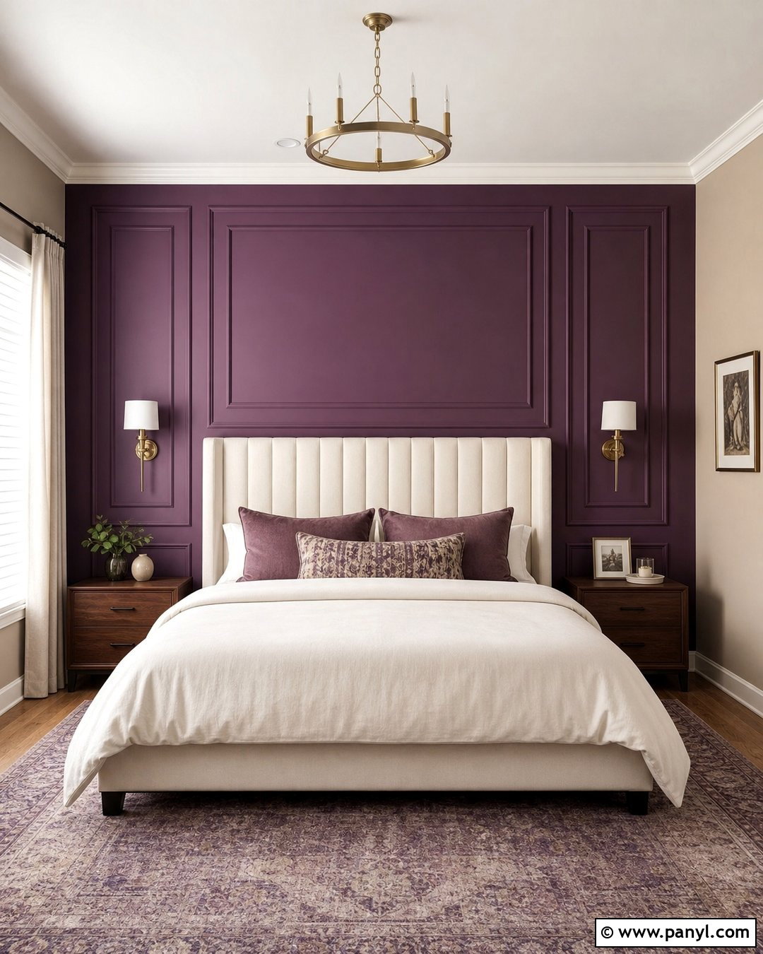 Purple Paneled Wall Bedroom - 35 Purple Wall Room Ideas